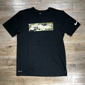 Nike T Shirt Men Medium Black Dri-Fit Just Don't Quit Camo Just Do It Athletic